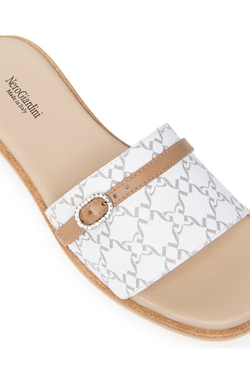 Shop Nerogiardini Logo Slide Sandal In White