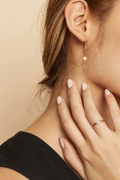 Oradina 14k Yellow Gold Starry Night Drop Earrings In Yellow Gold