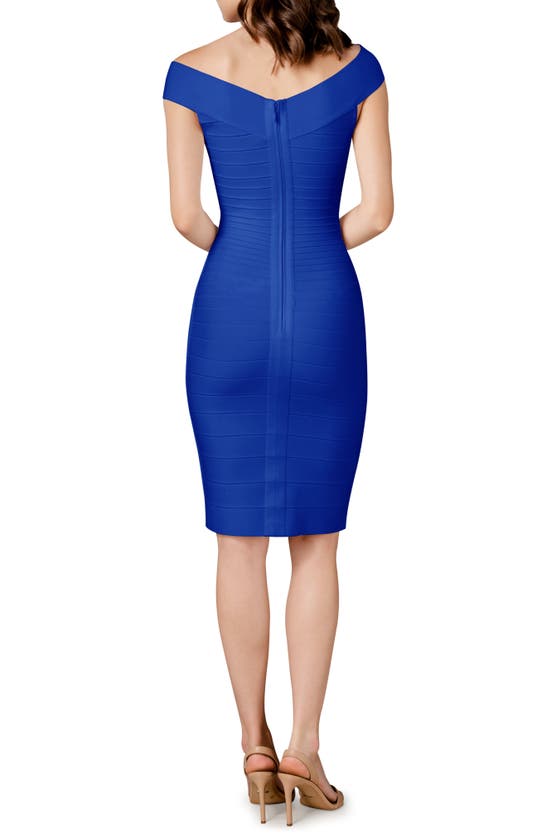 Shop Dress The Population Maia Bateau Neck Body-con Dress In Electric Blue