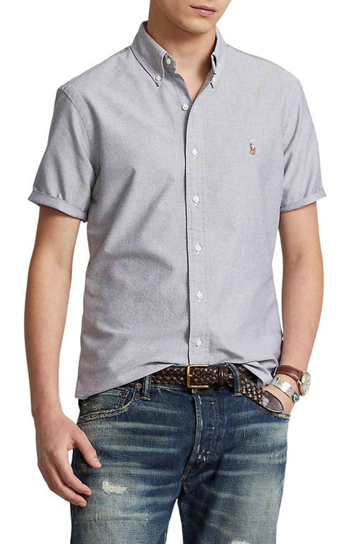 Polo Ralph Lauren Classic Fit Short Sleeve Oxford Button-down Shirt In Slate