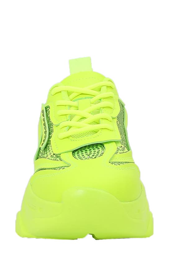 Shop Berness Charlee Rhinestone Sneaker In Neon Yellow