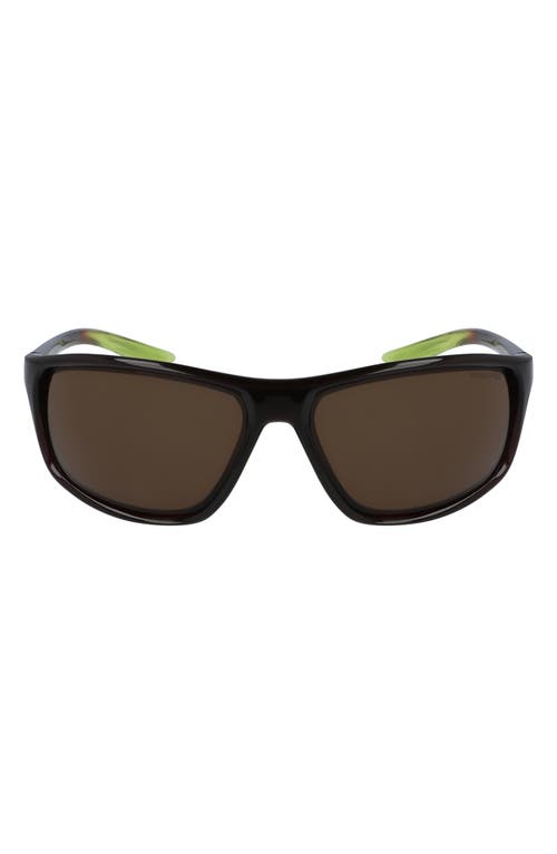 Nike Adrenaline 66mm Rectangular Sunglasses in Velvet Brown/Med Olive/Brown at Nordstrom
