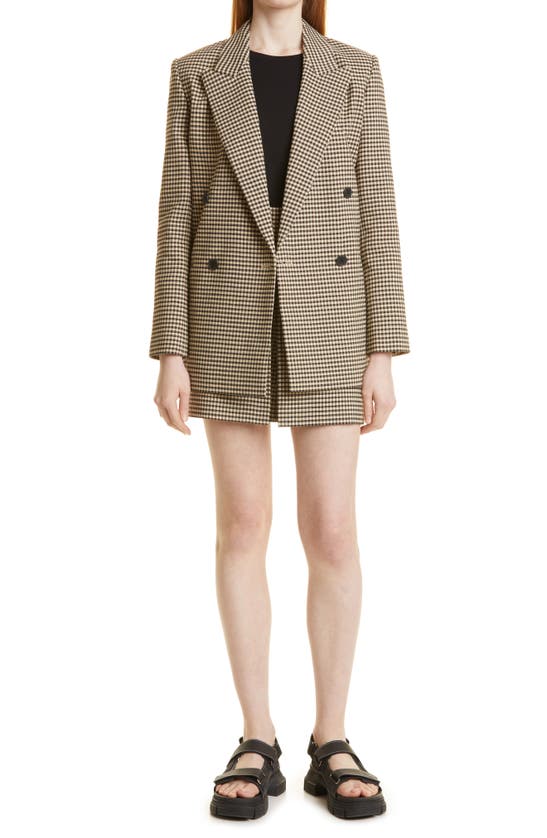 Rebecca Taylor Checked Linen Blend Skort In Spring Check Espresso Combo