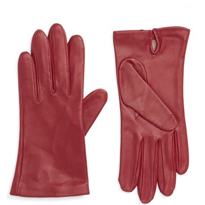 Nordstrom Lambskin Leather Gloves, Red