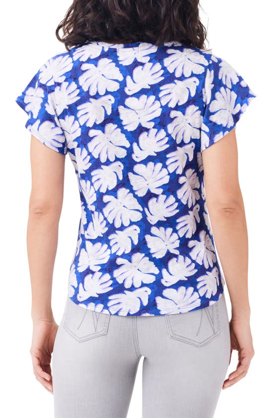 Shop Nzt By Nic+zoe Shadow Palm Flutter Sleeve T-shirt In Blue Multis