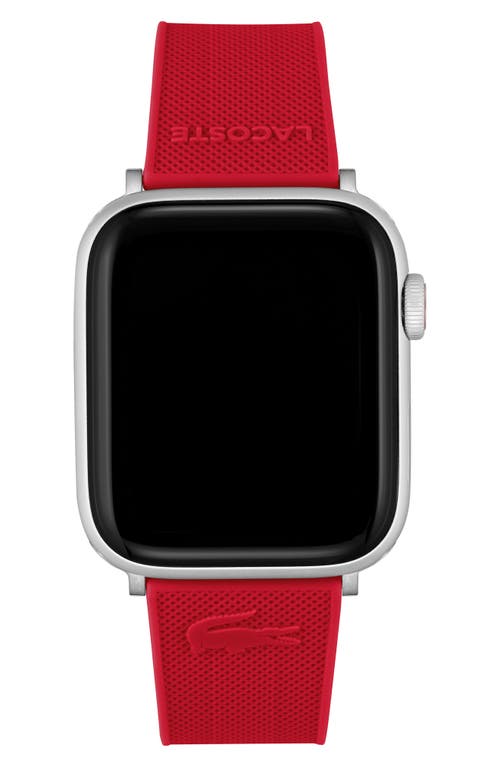 Lacoste Petit Piqué Silicone 22mm Apple Watch® Watchband in Red