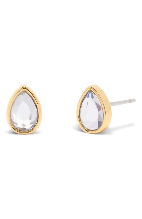 Cecilia Crystal Teardrop Stud Earrings in Gold