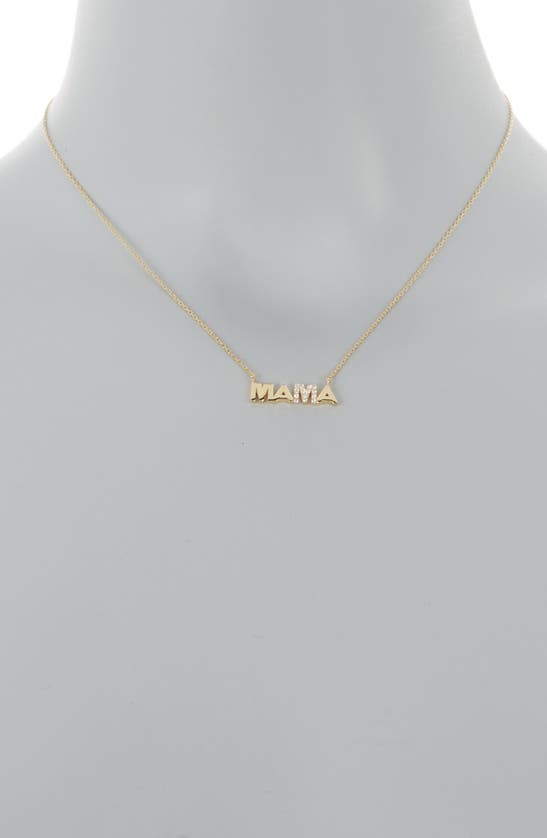 Shop Argento Vivo Sterling Silver Pavé Cubic Zirconia Mama Pendant Necklace In Gold