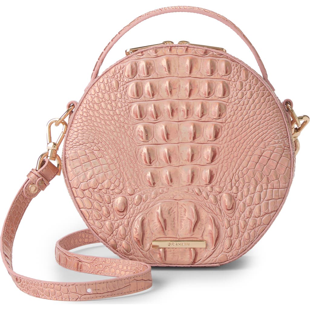 Brahmin Lane Croc Embossed Leather Crossbody Bag in Rose Gold