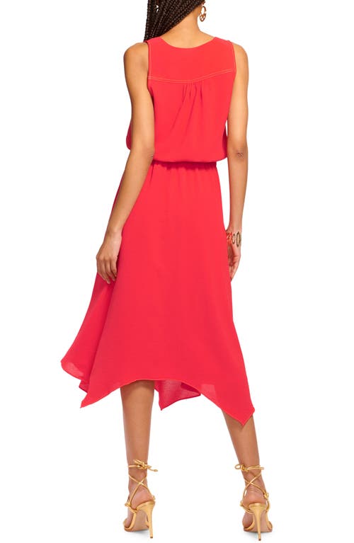 Shop Ramy Brook Hallie Sleeveless Handkerchief Hem Dress In Flame