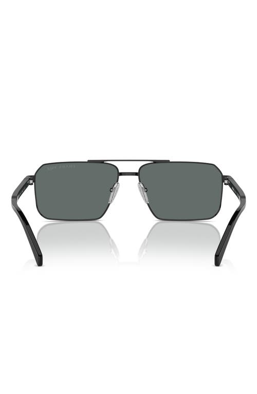 Shop Prada 61mm Polarized Rectangular Sunglasses In Black