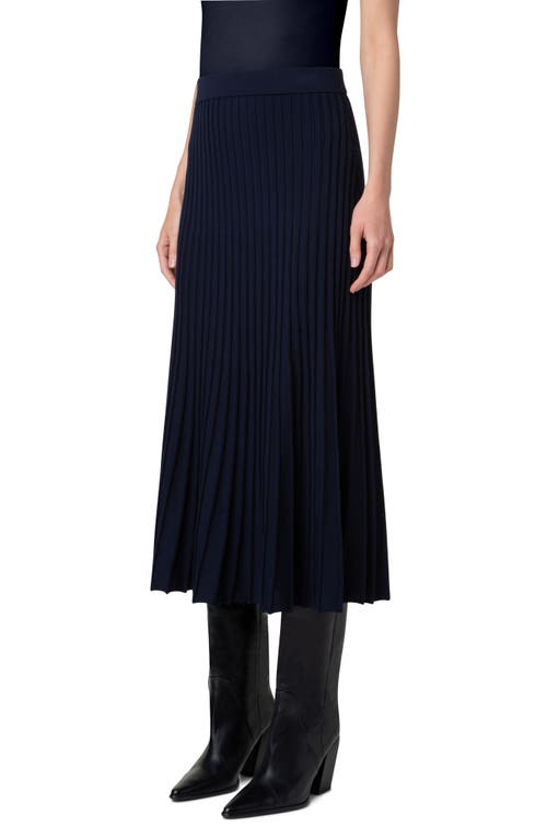 Shop Akris Punto Flared Merino Wool Rib Midi Skirt In Navy