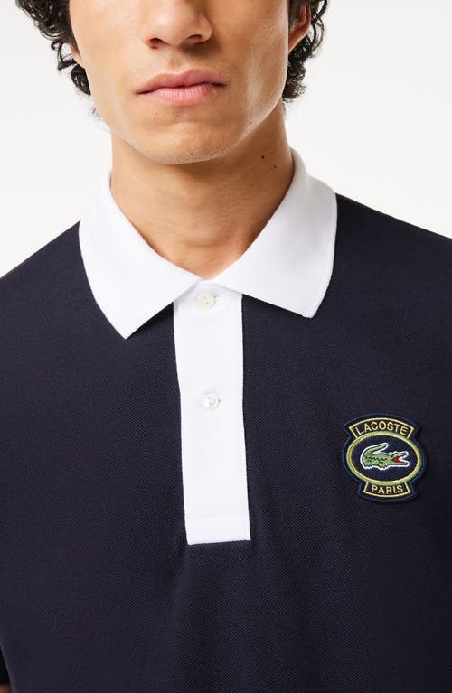 Shop Lacoste Classic Fit Logo Patch Piqué Polo In El5 Abimes/blanc