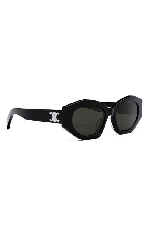 Celine Triomphe Logo Acetate Cat-eye Sunglasses In Shiny Black