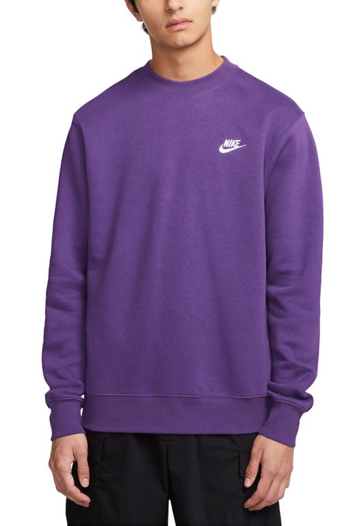 Nike Club Crewneck Sweatshirt In Purple Cosmos/white