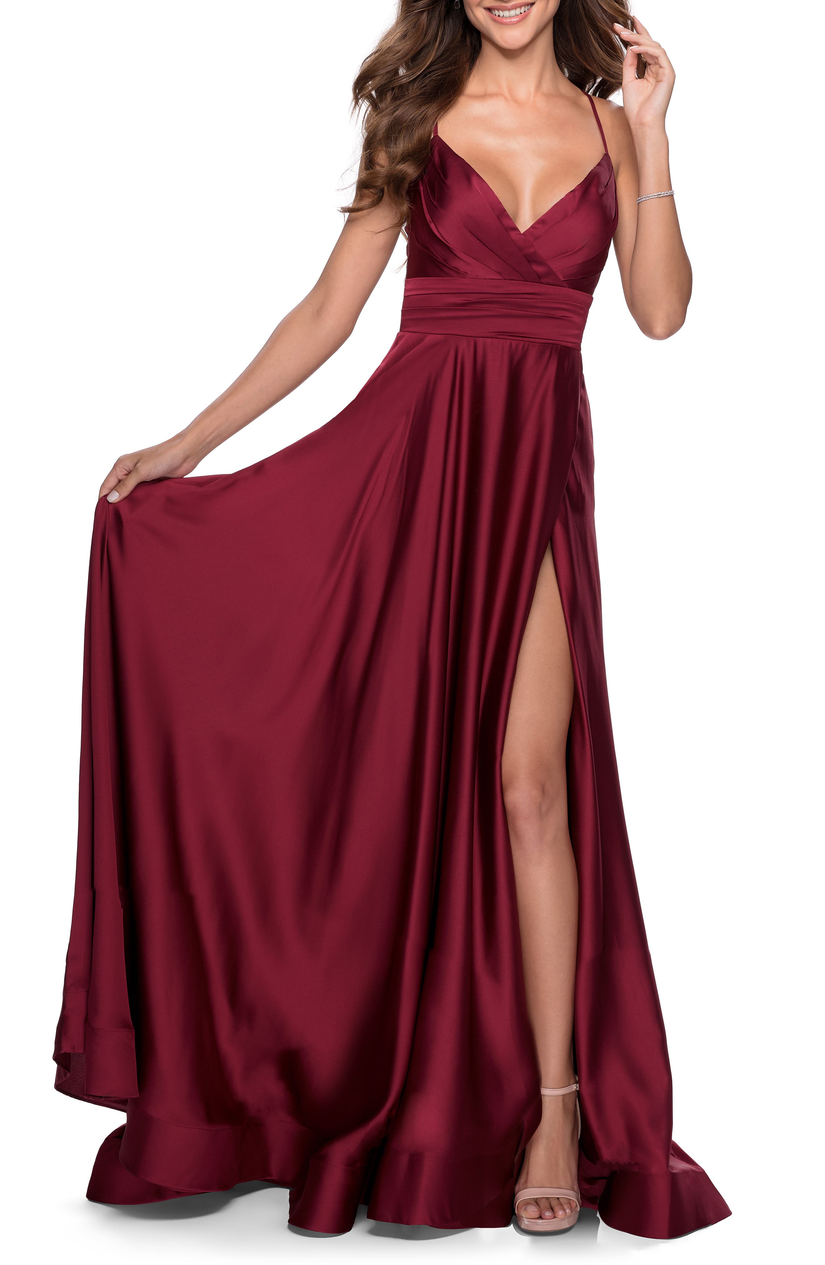 empire waist satin gown