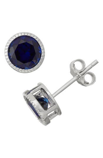 Fuzion Creations Bezel Set Stud Earrings In Sapphire