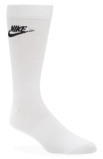 Nike Sportswear Everyday Essential Assorted 3-pack Crew Socks In White/black