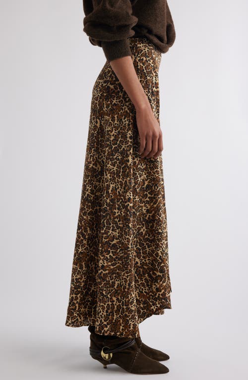 Shop Isabel Marant Sakura Leopard Print Stretch Silk Maxi Skirt