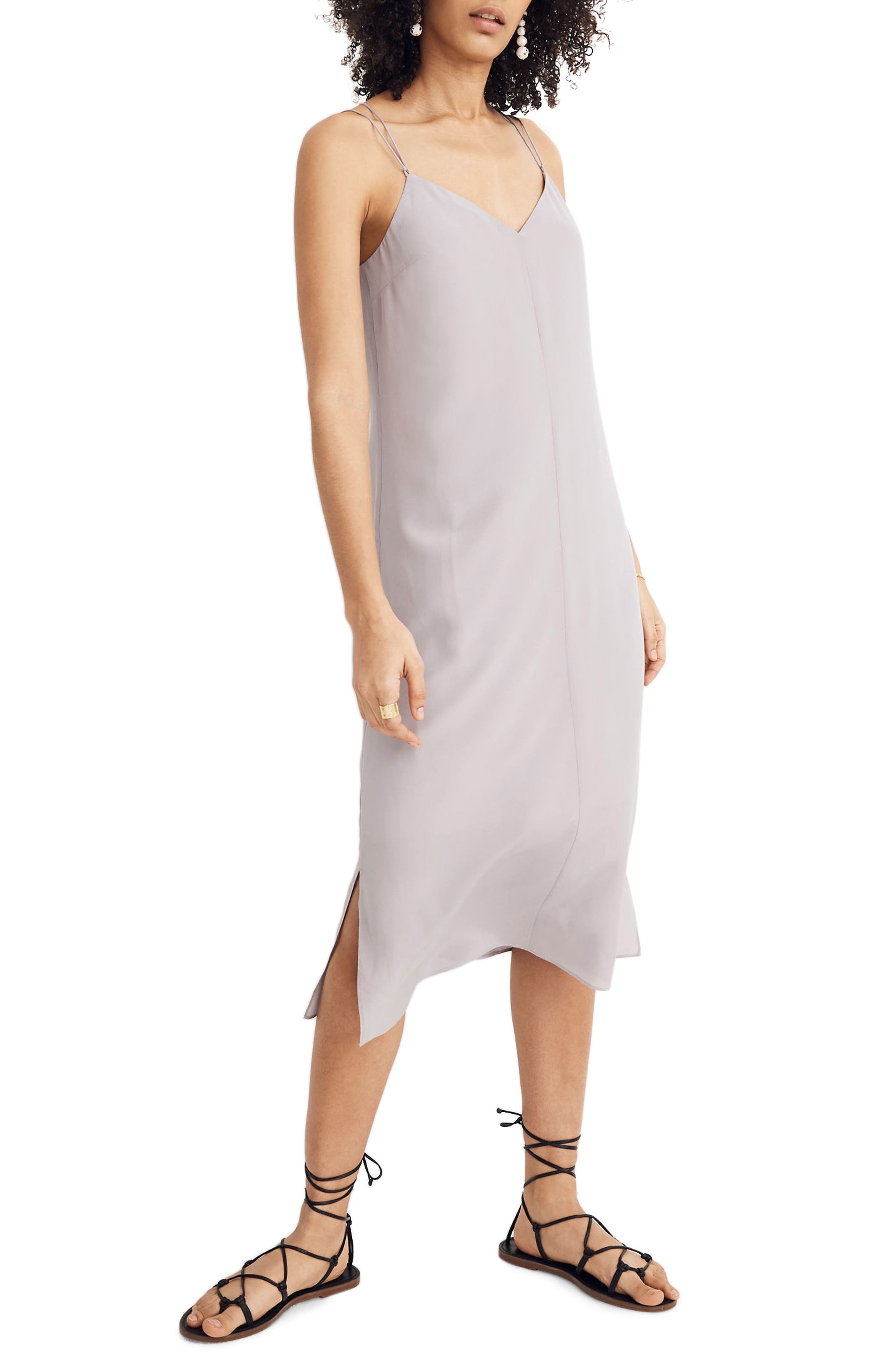 Madewell Cross Back Cami Silk Slipdress, Purple