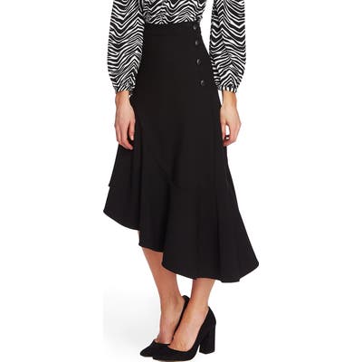 Vince Camuto Side Button Asymmetrical Stretch Crepe Skirt, Black