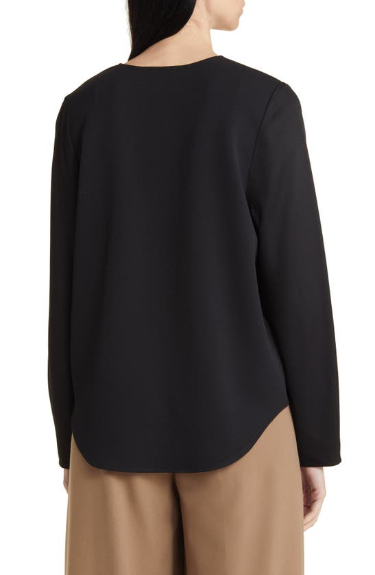 Shop Nordstrom Long Sleeve Twill Top In Black