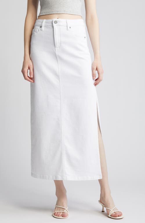 Side Slit Midi Denim Skirt in White