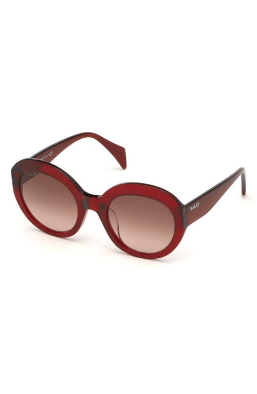 Shop Bally 54mm Round Sunglasses In Shiny Red/gradient Brown