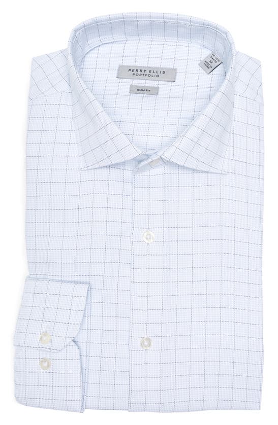Shop Perry Ellis Slim Fit Textured Windowpane Check Shirt In Blue