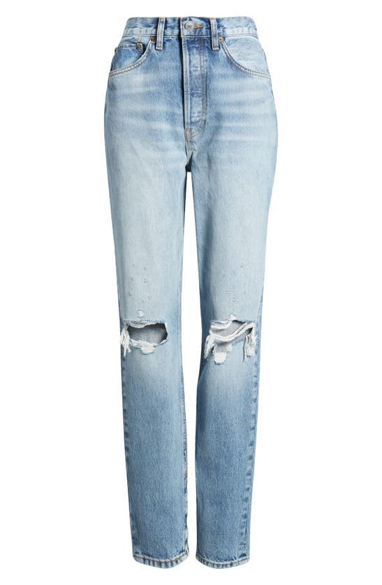 Re/done Women's Super High-rise Distressed Drainpipe Jeans In Destroy Wrecking Blue