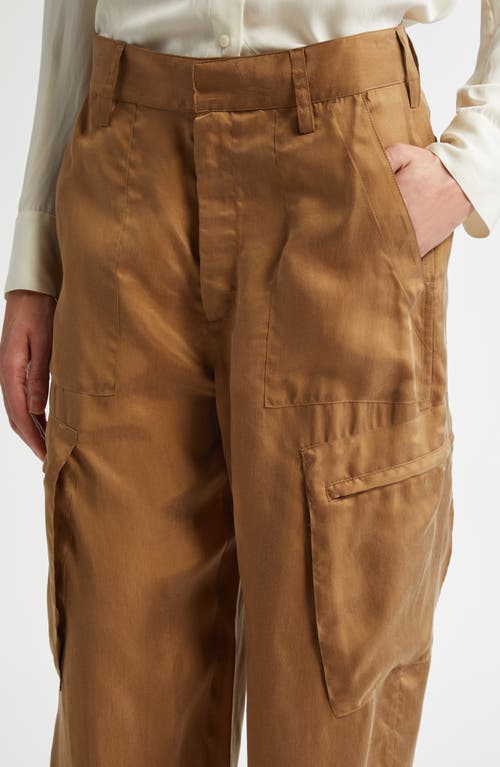 Shop Maria Mcmanus Wide Leg Satin Cargo Pants In Adobe