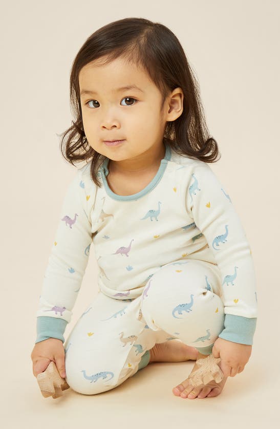 Shop Mori Dino Print Two-piece Fitted Pajamas