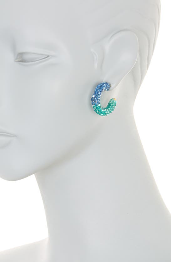 Ayounik Beaded Glass Hoop Earrings In Blue