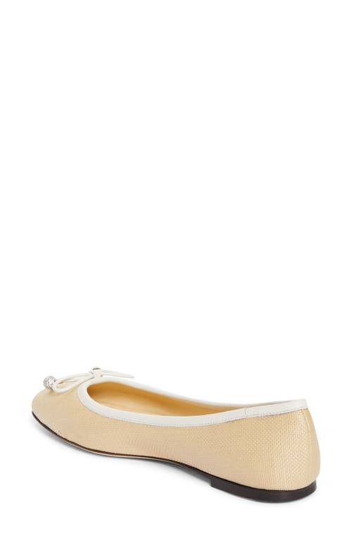 Shop Jimmy Choo Elme Raffia Flat In Natural/latte