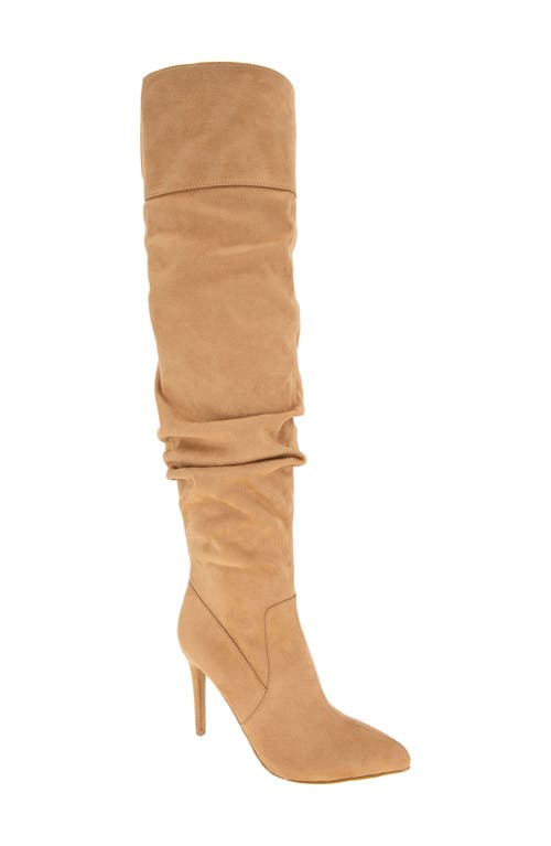 Himani Over the Knee Boot in Tan Microsuede
