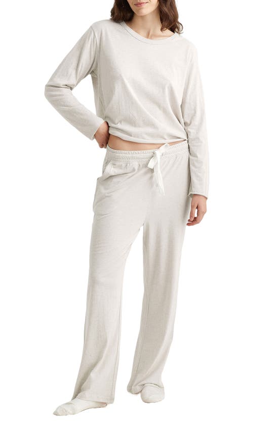Shop Papinelle Jada Long Sleeve Cotton Pajama Top In Ecru