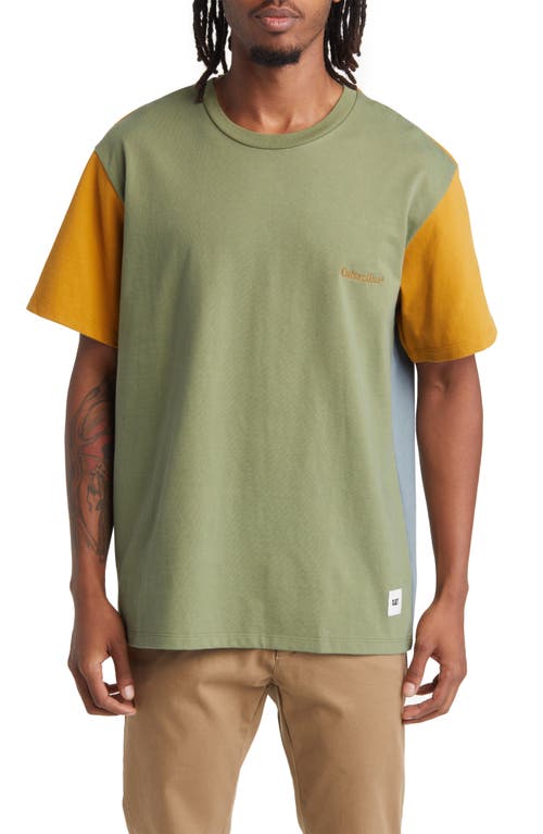 Colorblock Cotton T-Shirt in Green Multi