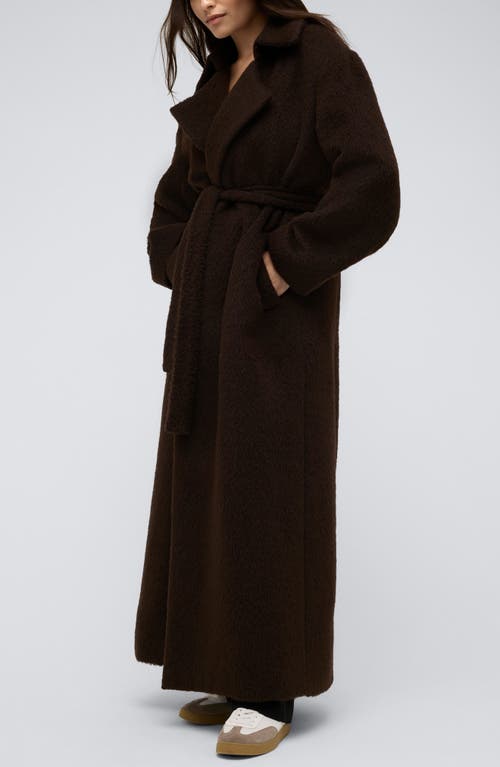 Shop Kenneth Cole Brushed Longline Trench Coat In Deep Bark