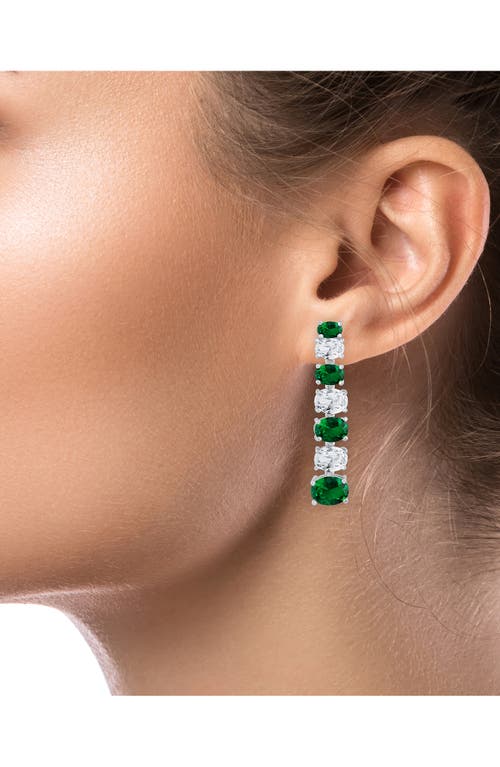 Cz By Kenneth Jay Lane Oval Cubic Zirconia Linear Drop Earrings In Green/silver