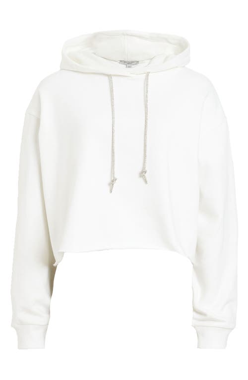 Shop Allsaints Pippa Sparkle Cotton Hoodie In Chalk White