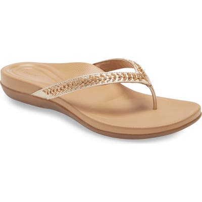 Aetrex Jules Rhinestone Flip Flop, Metallic