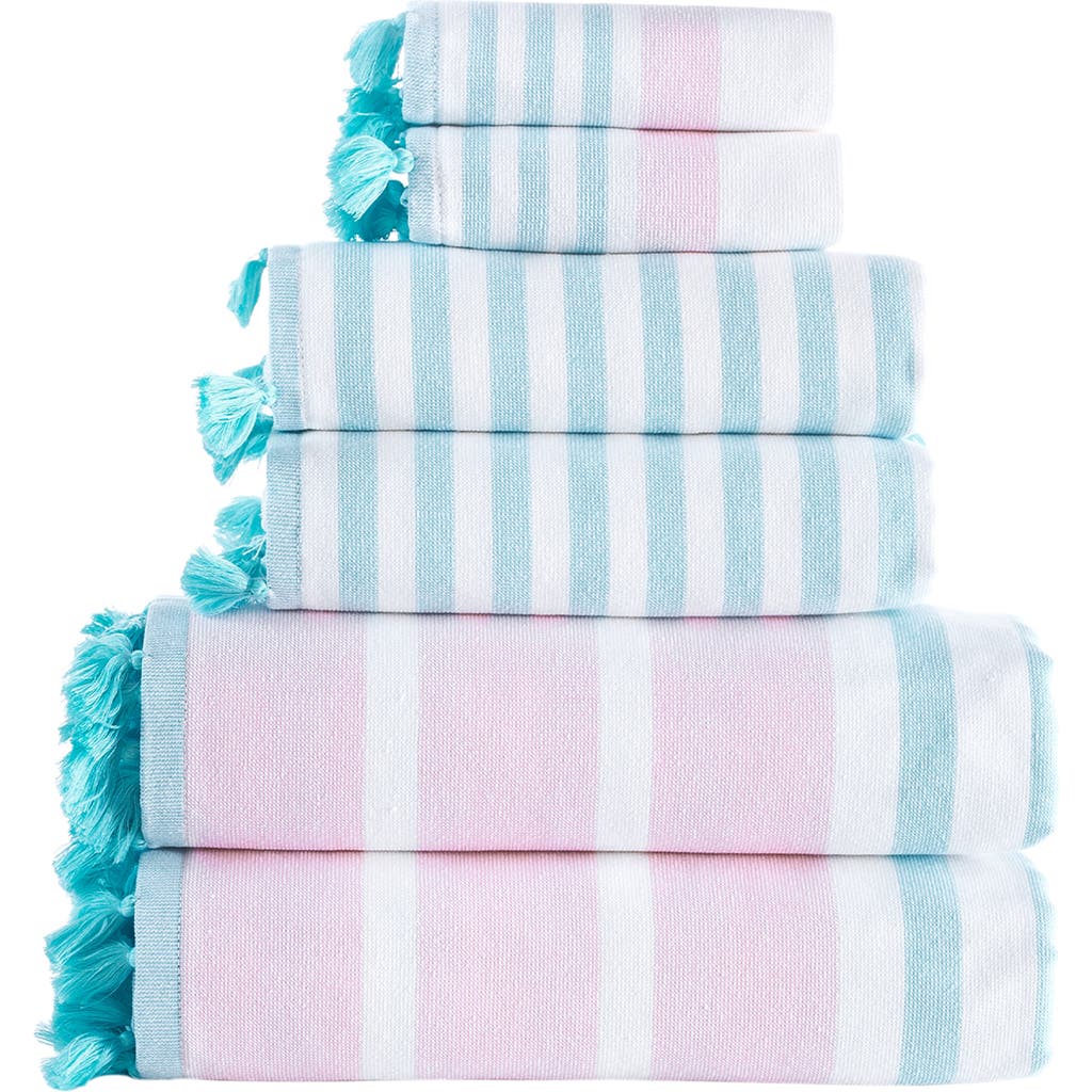 Shop Brooks Brothers Stripe Turkish Cotton Bath Towel In Pink