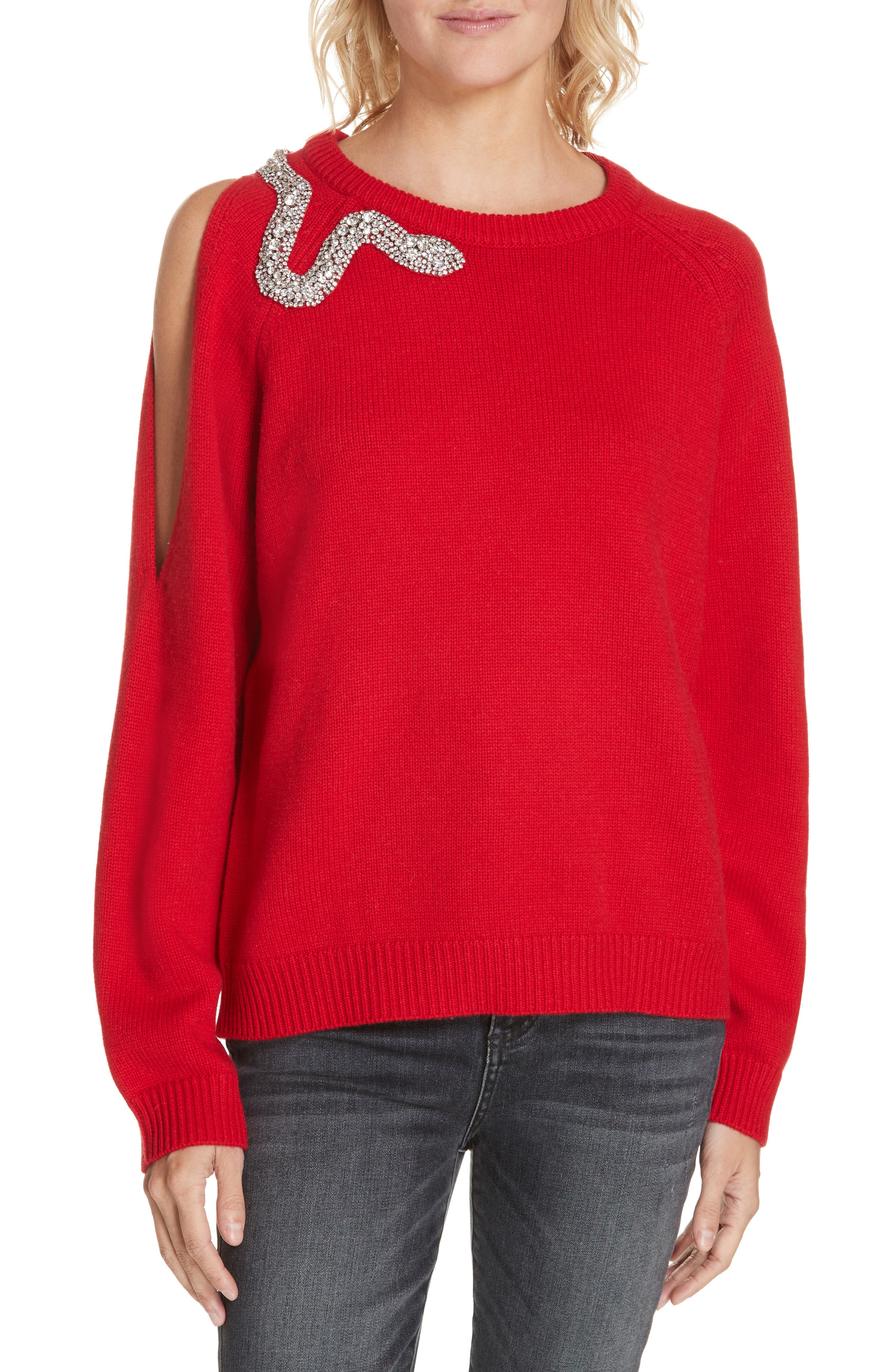 Ba & sh Ossi Embellished Wool Sweater, Red