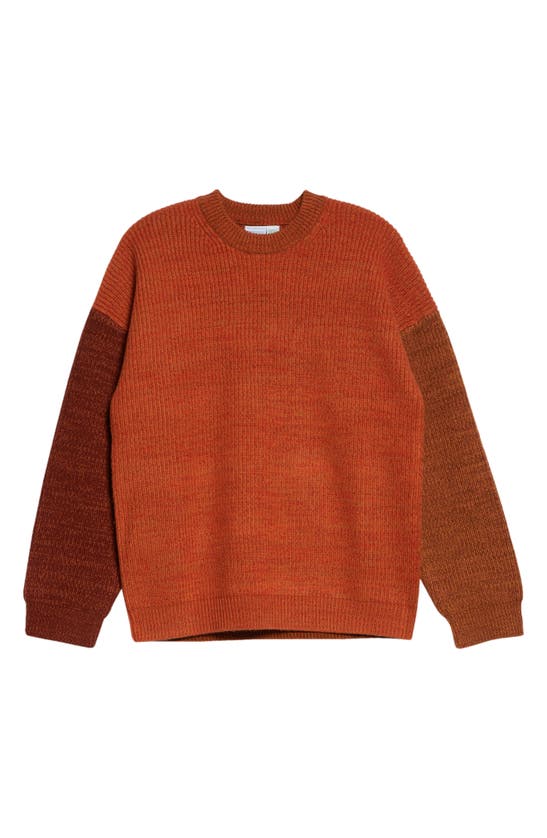 Shop Waste Yarn Project Odd Colorblock Wool Blend Sweater In Tonal Brown