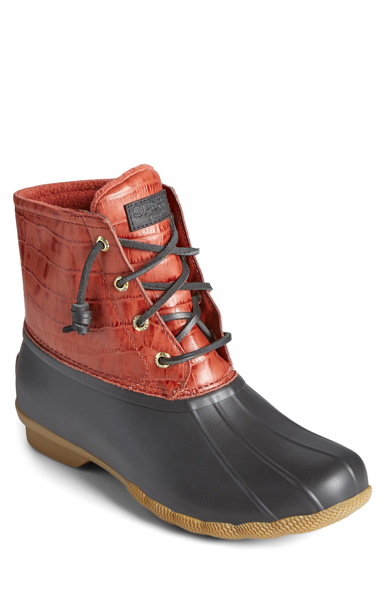 red sperry rain boots