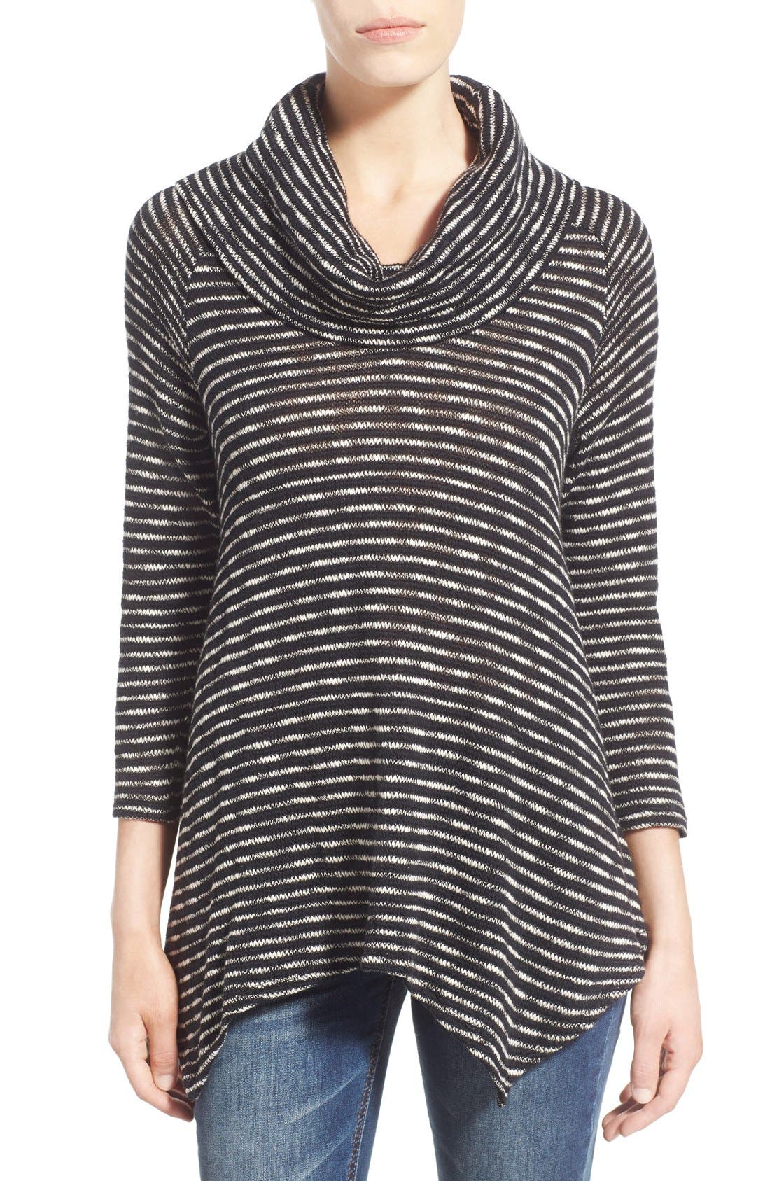 Love on a Hanger Stripe Cowl Neck Swing Sweater Nordstrom