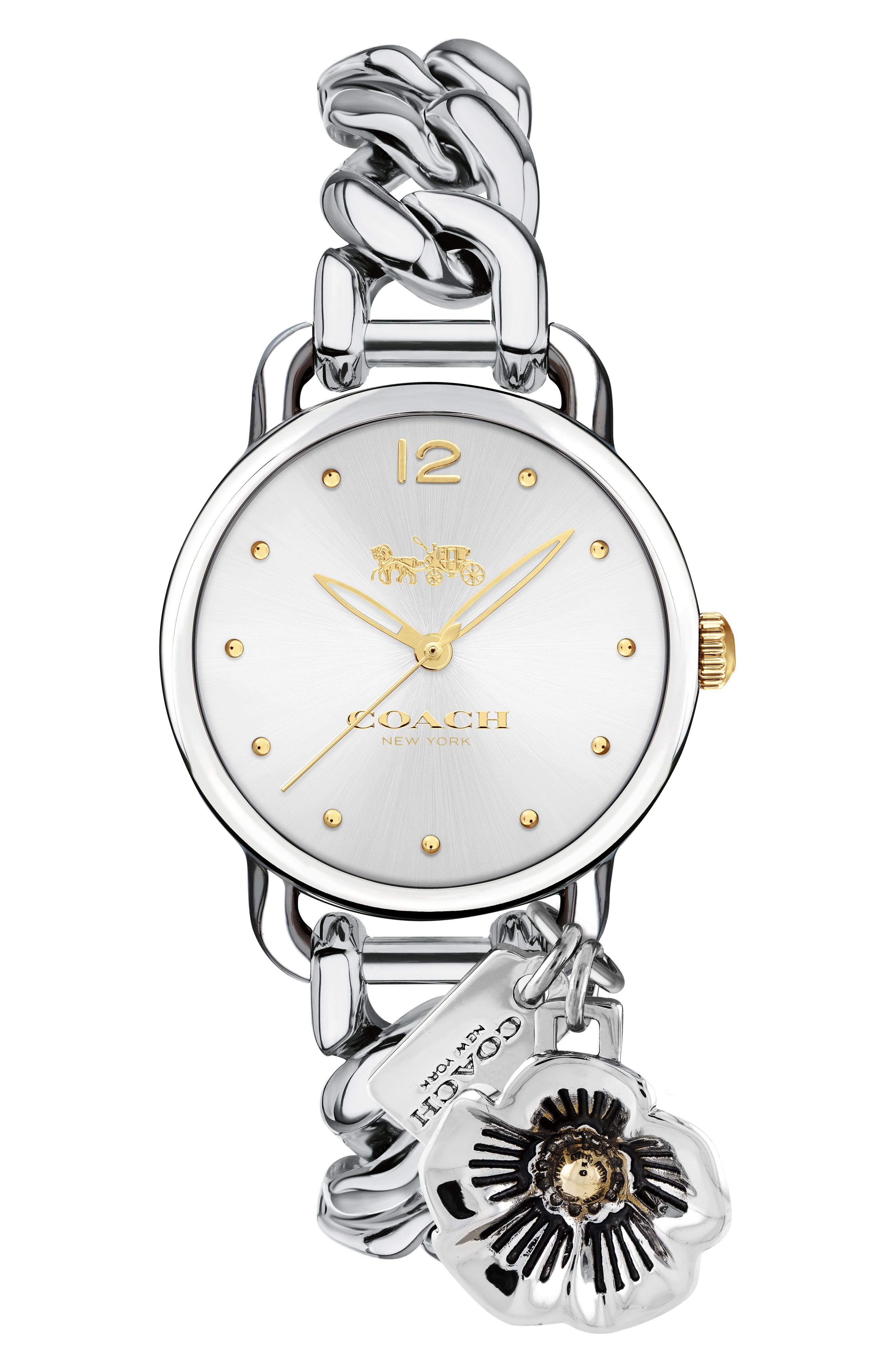 Coach Delancey Charm Detail Chain Bracelet Watch 36mm Nordstrom