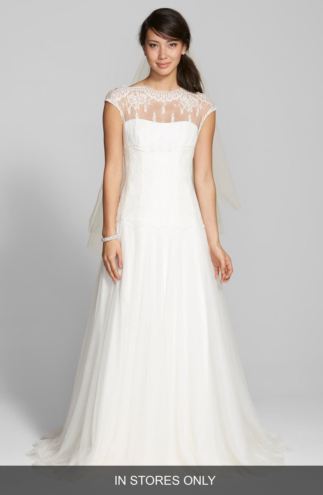 Jesus Peiro Illusion Yoke Lace & Tulle Dress