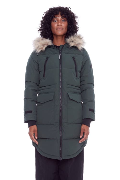 Alpine North Ukon Women's Vegan Down (recycled) Drawstring Parka In Deep Green