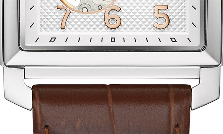 Shop Bulova Sutton Automatic Leather Strap Watch, 33mm In Silverone
